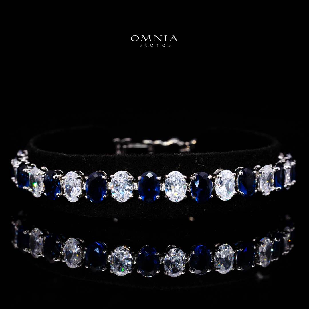 Omnia Gemma Blue Bridal Full Set in High Quality Simulated Diamonds