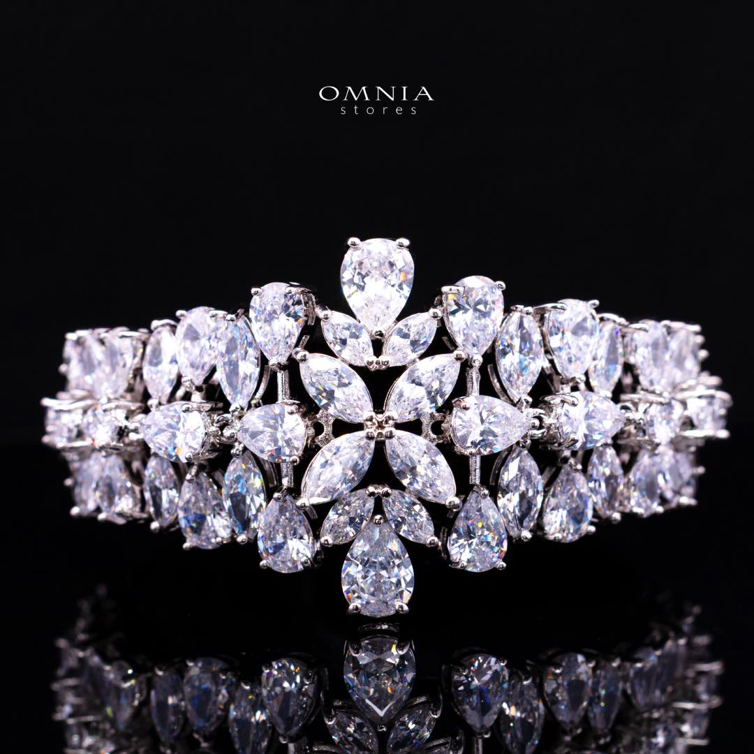 Omnia Sufia Luxury Bridal Full Set – Simulated Diamonds (Pear & Marquise Cut) Rhodium Plated