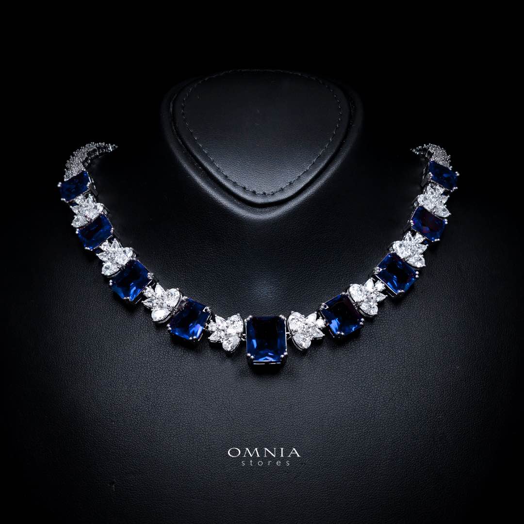 Omnia Amelia Blue Bridal Full Set in High Quality Simulated Diamonds