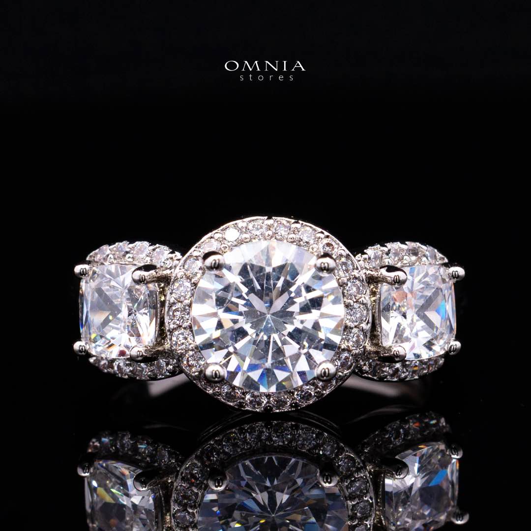Omnia Lilian White Bridal Full Set in High Quality Simulated Diamonds Rhodium Plated