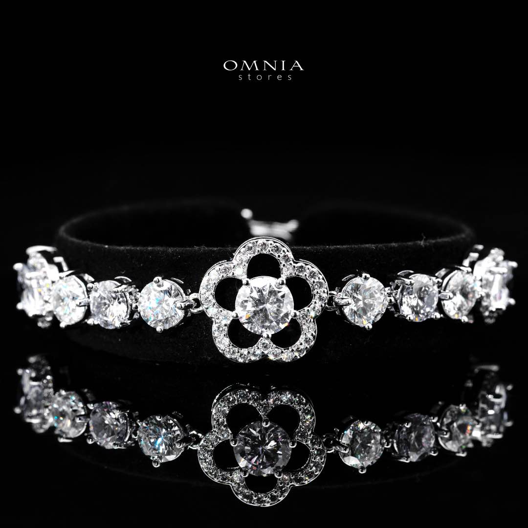 Omnia Esra White Luxury Bridal Full Set in High Quality Simulated Diamond Rhodium Plated