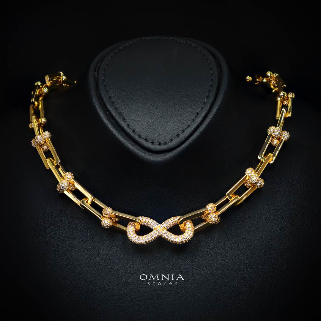 Omnia Infinity Chains Bridal Full Set with High-Quality Simulated Diamonds Gold Plated