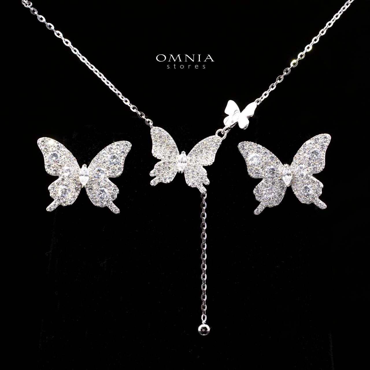 Delia Butterfly Design Necklace and Earrings Set in 925 Sterling Silver with High-Quality Premium Simulated Diamonds