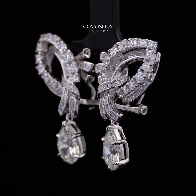 Mary Winged White Drop Earrings: High-Quality Premium Simulated Diamond in 925 Silver