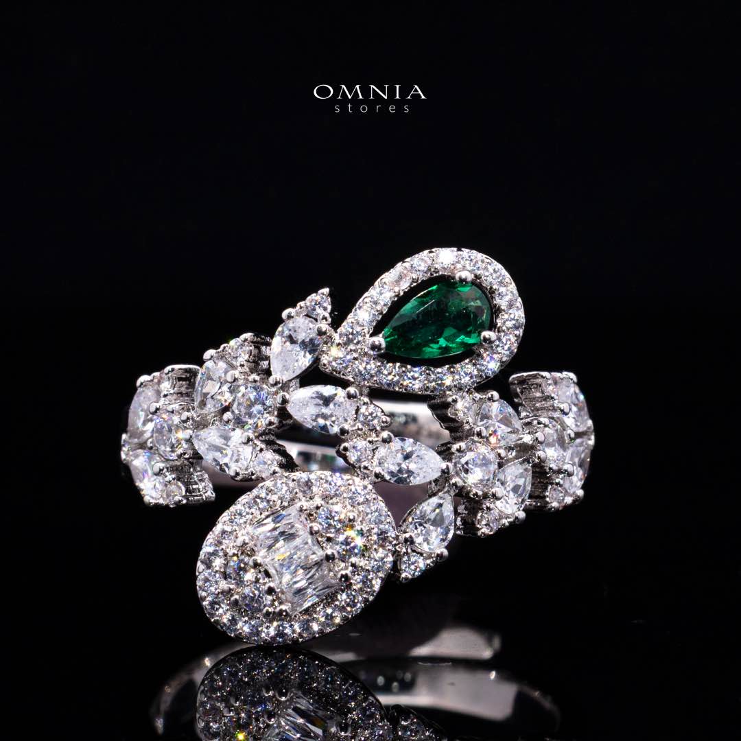 Omnia Trisha Green Bridal Full Set Accessories in High Quality Zircon Stone Rhodium Plated