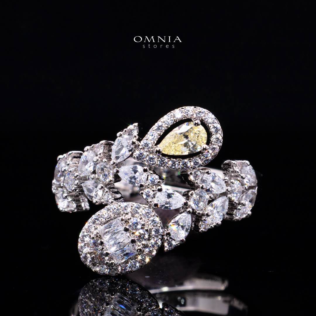 Omnia Trisha Yellow Luxury Bridal Full Set in High Quality Zircon Stone Rhodium Plated