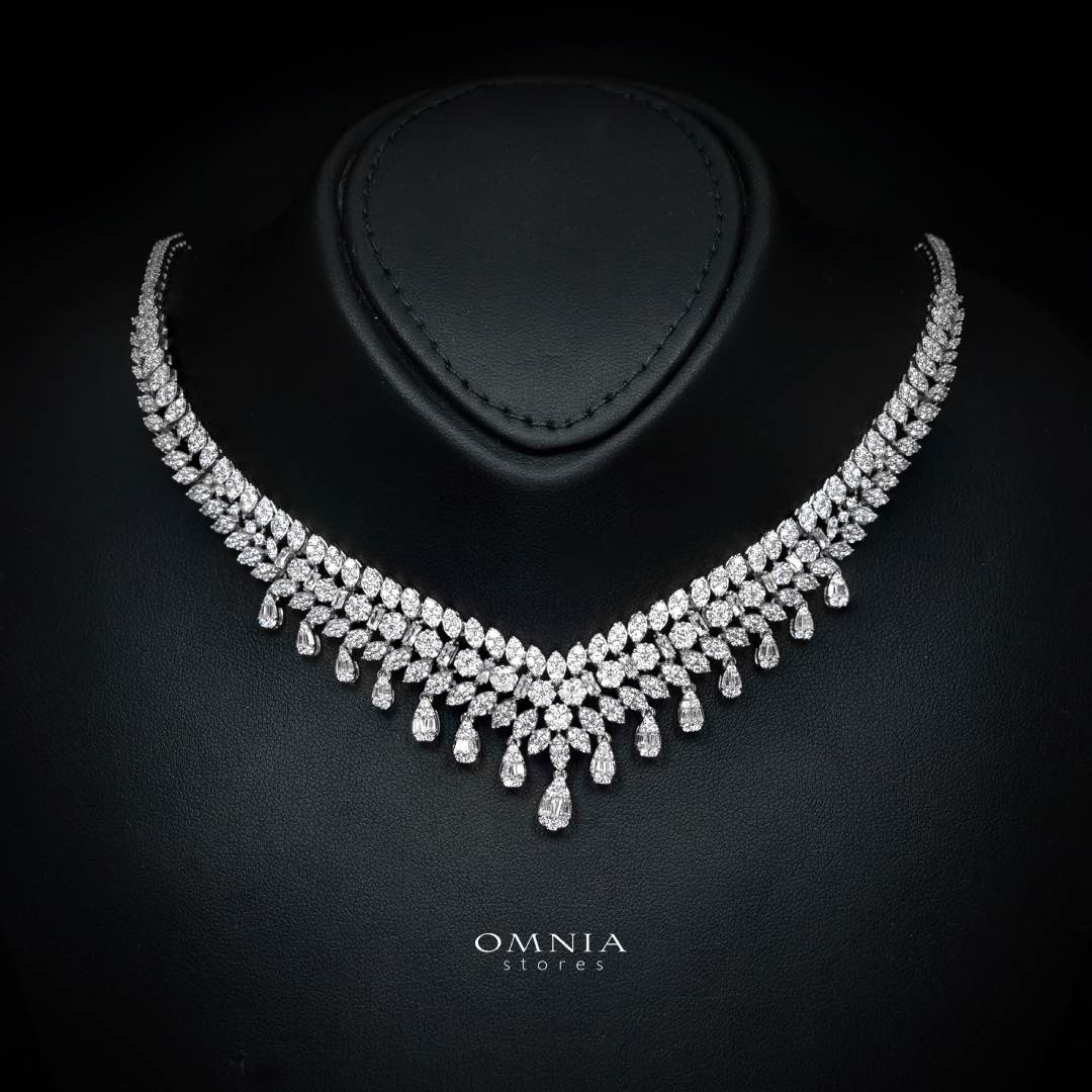 Omnia Sima White Luxury Bridal Full Set in High Quality Zircon Stone Rhodium Plated