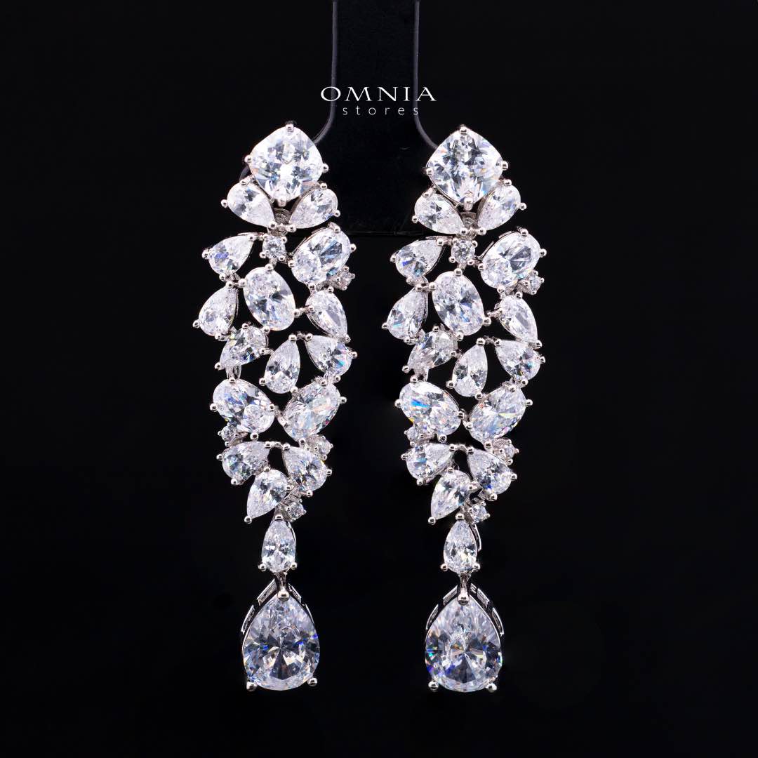 Omnia Reman White Bridal Full Set in High Quality Zircon Stone in Rhodium Plated (15cm only available in KSA)