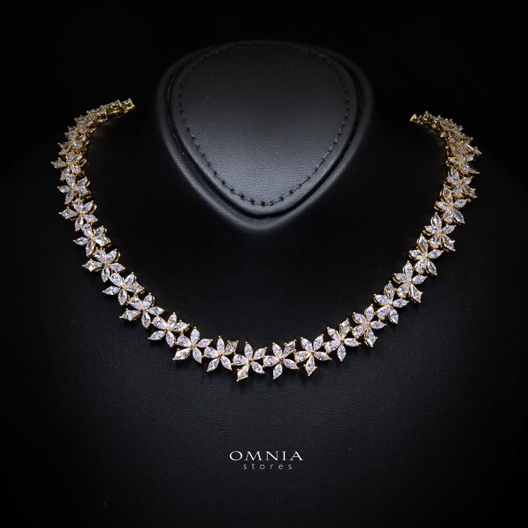 Zoey Bridal Gold Full Set in High Quality Zircon Stone Rhodium Plated