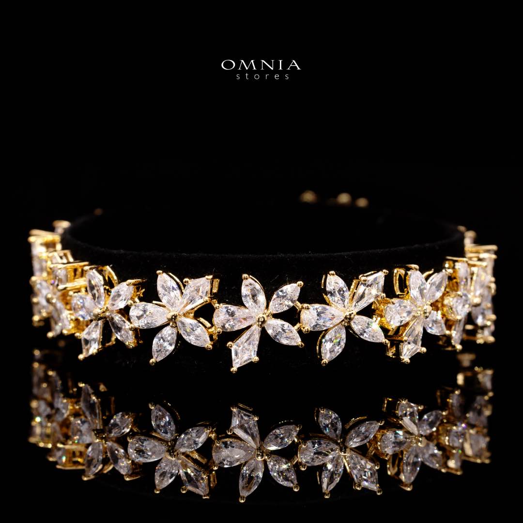 Zoey Bridal Gold Full Set in High Quality Zircon Stone Rhodium Plated