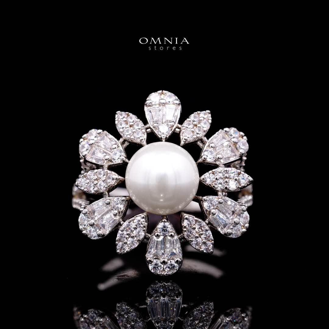 Omnia Rukaya Floral Pearl Luxury Bridal Full Set – High-Quality Zircon & Rhodium Plated Jewelry