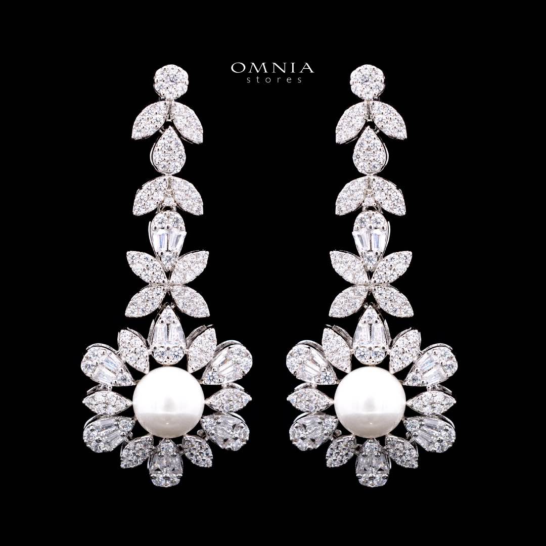 Omnia Rukaya Floral Pearl Luxury Bridal Full Set – High-Quality Zircon & Rhodium Plated Jewelry