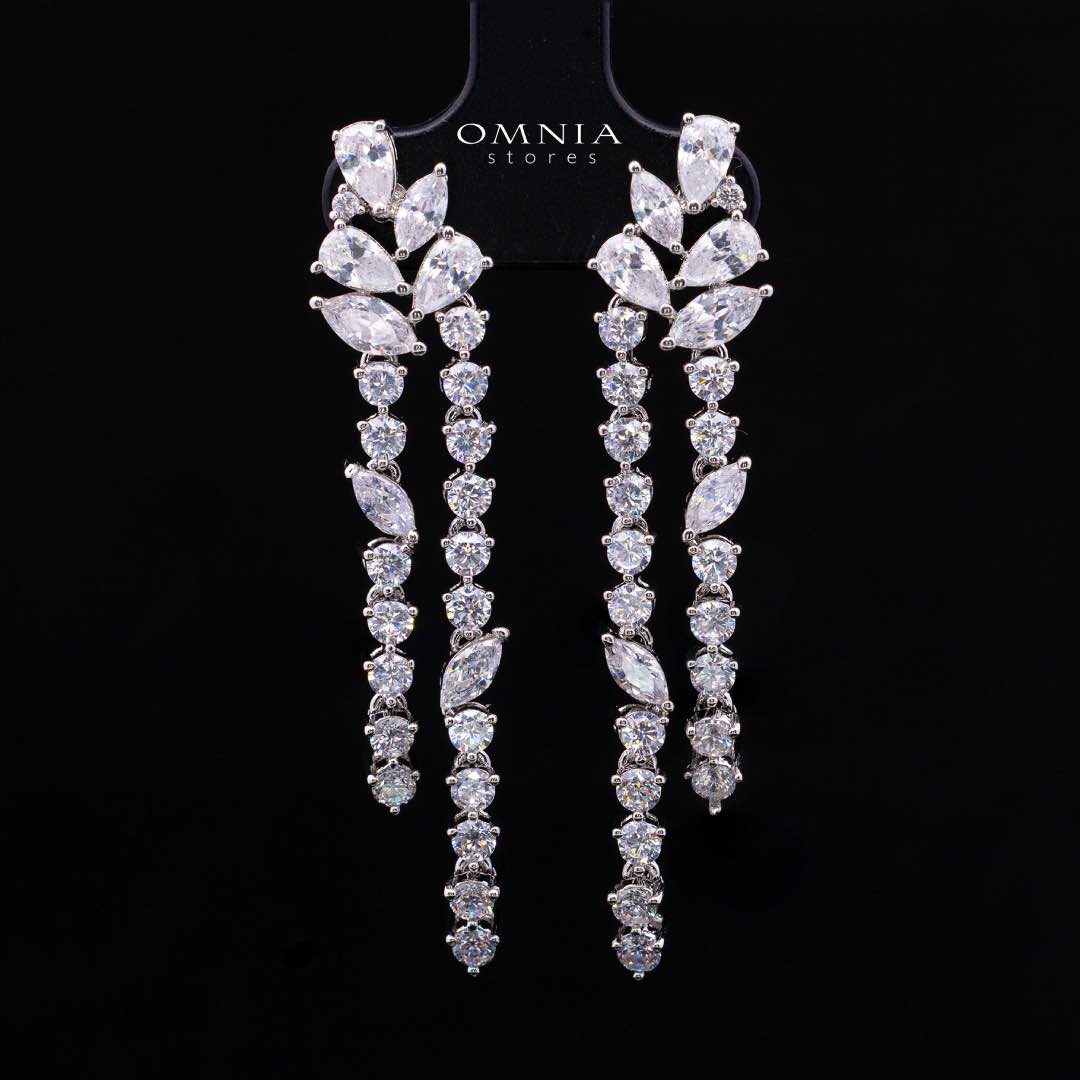 Omnia Claire White Bridal Full Set in High Quality Zircon Stone in Rhodium Plated