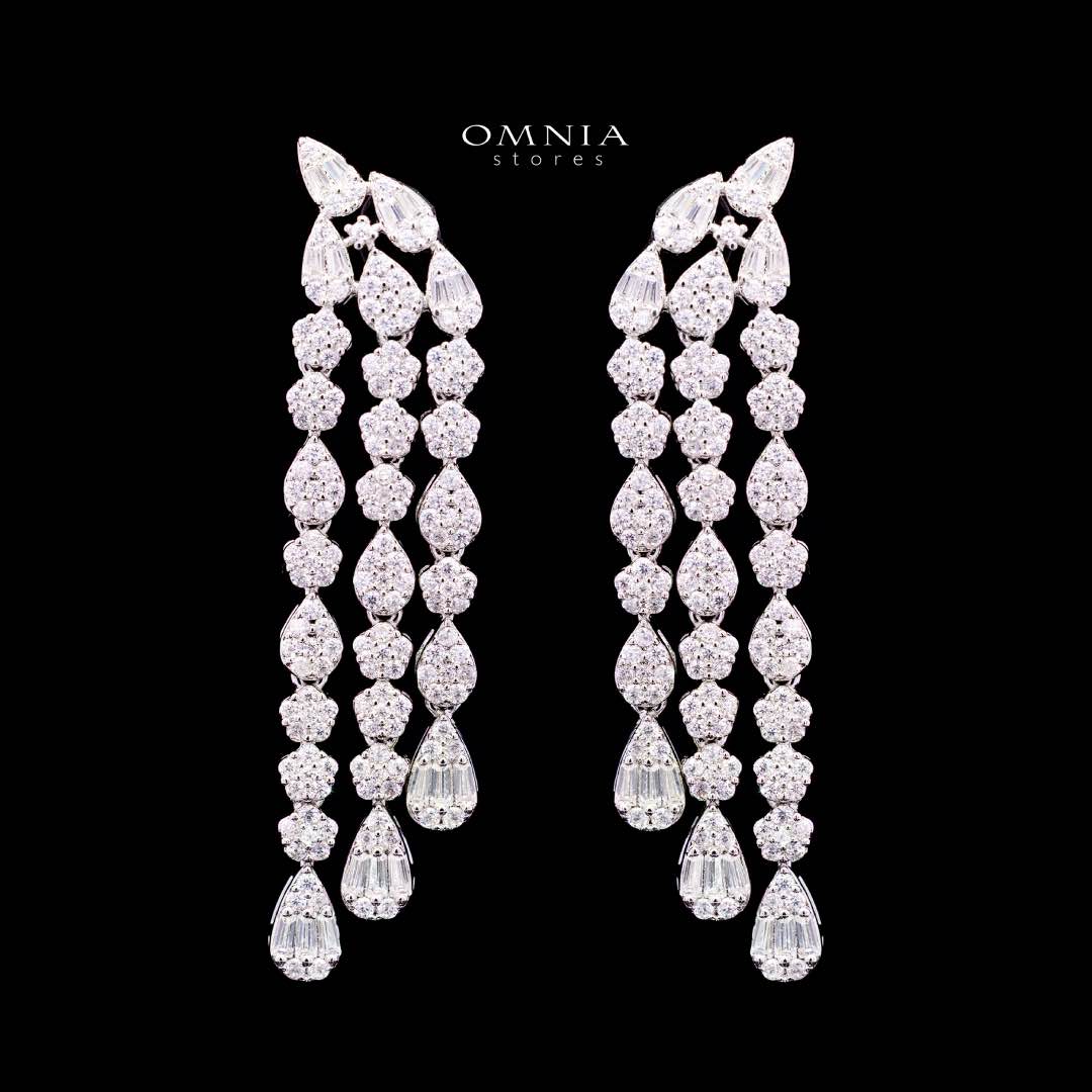 Omnia Amirat White Bridal Full Set in High Quality Zircon Stone in Rhodium Plated