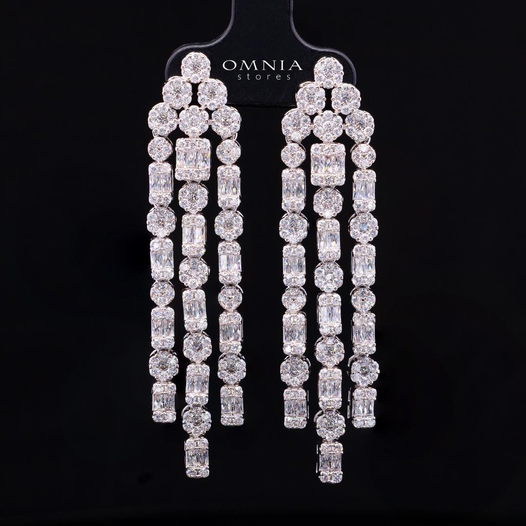 Omnia Abby White Layered Luxury Bridal Full Set in High Quality Rhodium Plated Zircon Stones