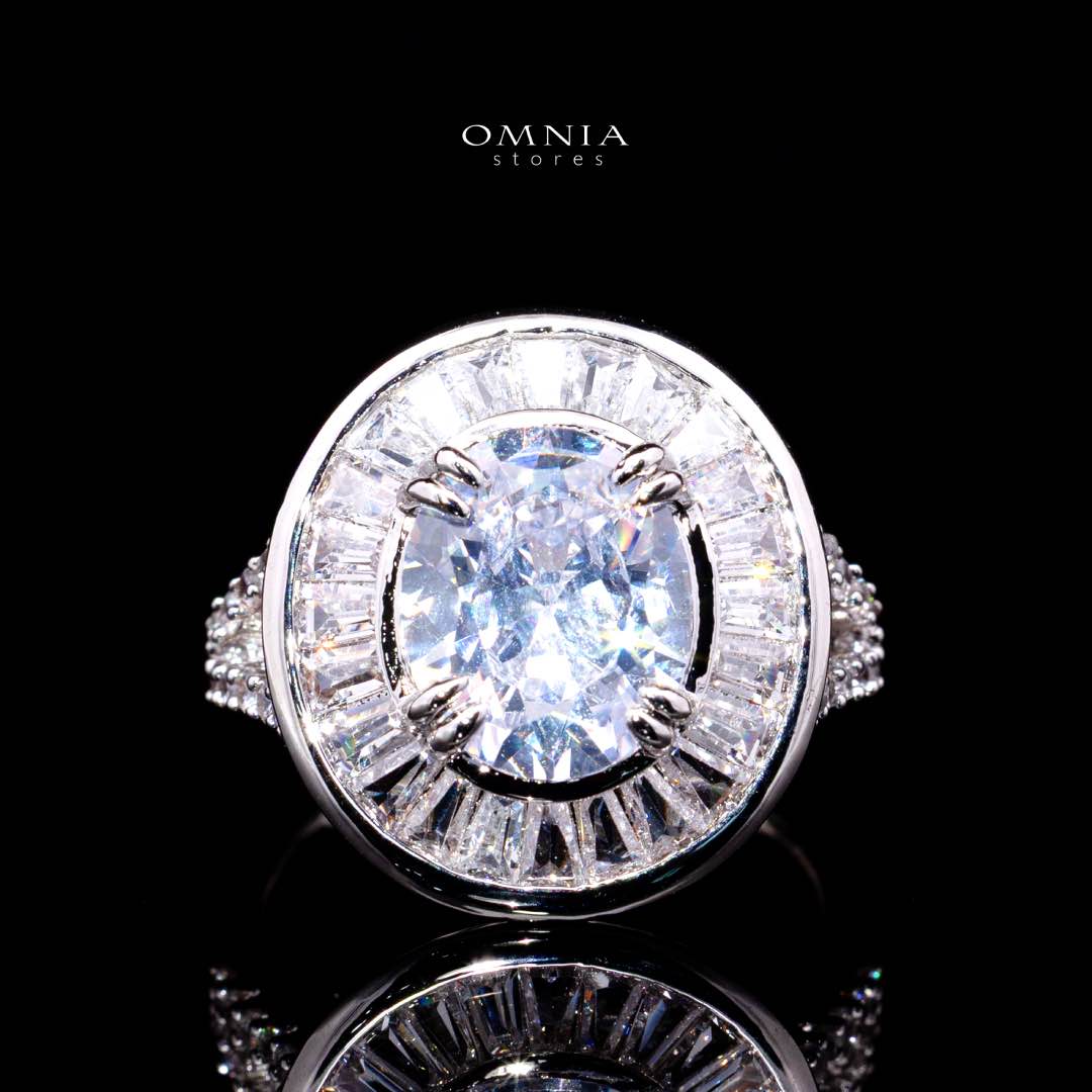 Omnia Hayah White Bridal Full Set in High Quality Zircon Stone in Rhodium Plated