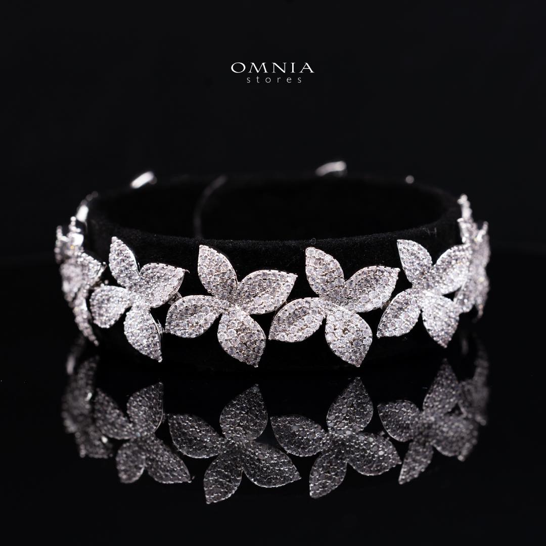 Omnia Laura White Luxury Bridal Full Set in High Quality Rhodium Plated Zircon Stones