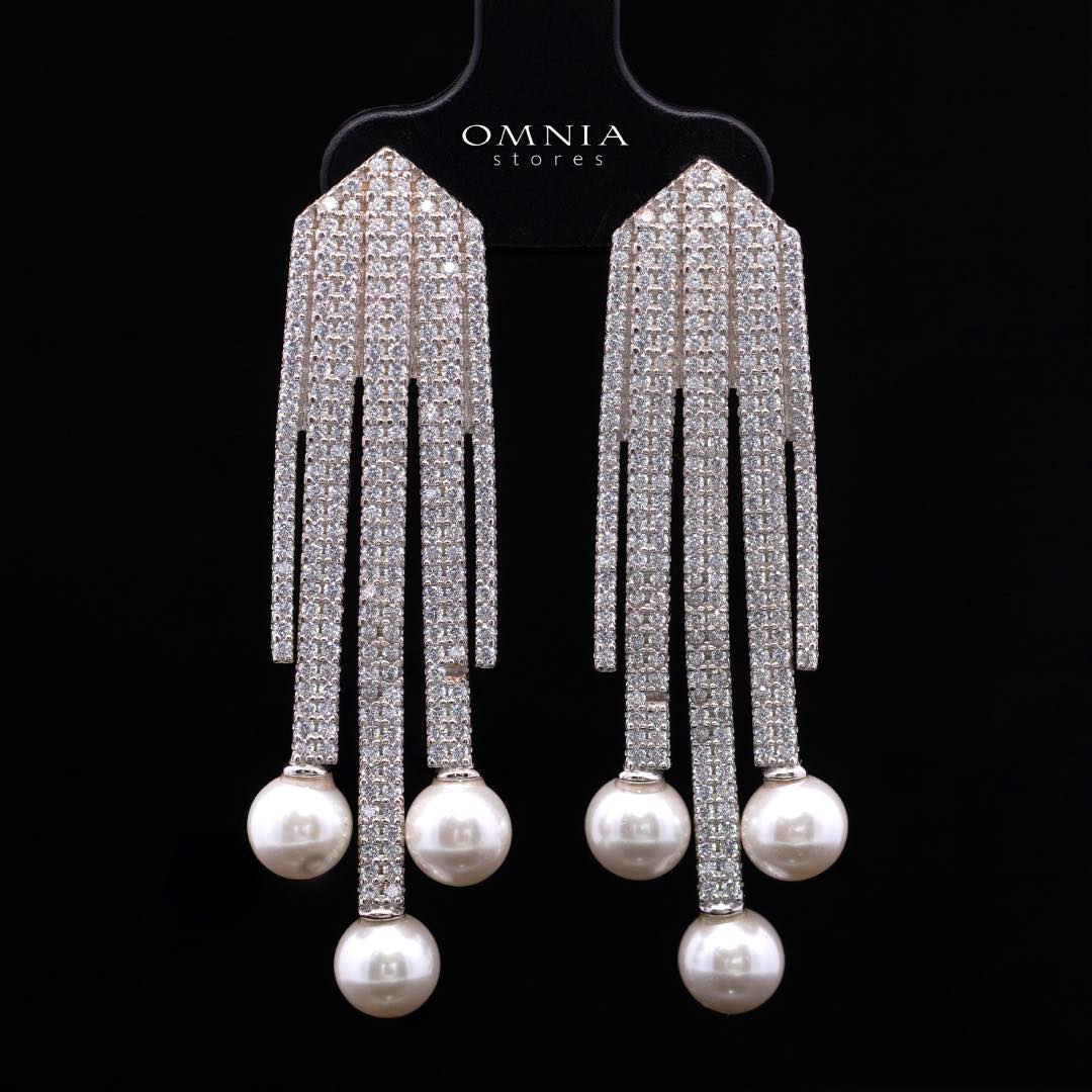 Omnia Ashley Pearl White Bridal Full Set in 925 Silver with High Quality Simulated Diamonds