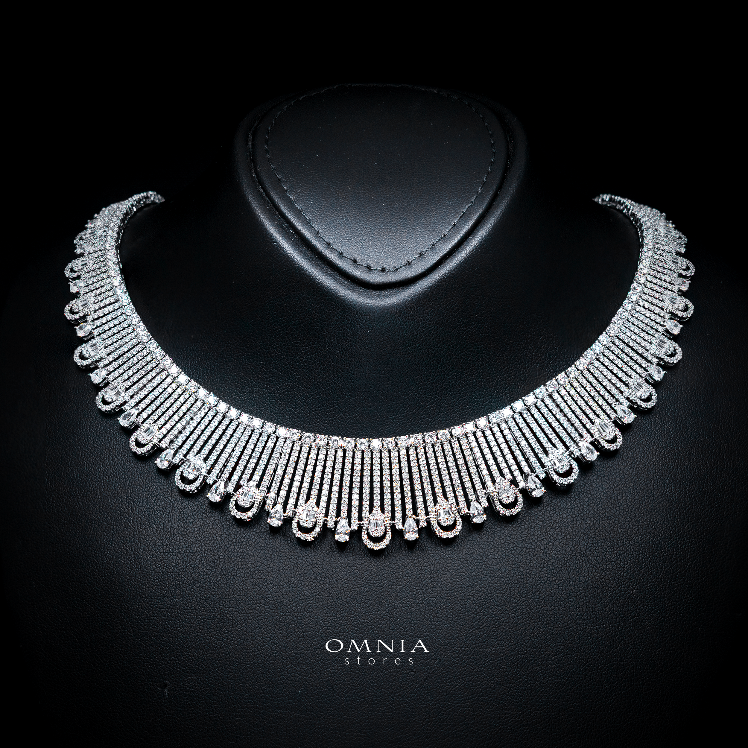 Katherine White Luxury Bridal Full Set in High Quality Rhodium Plated Zircon Stones