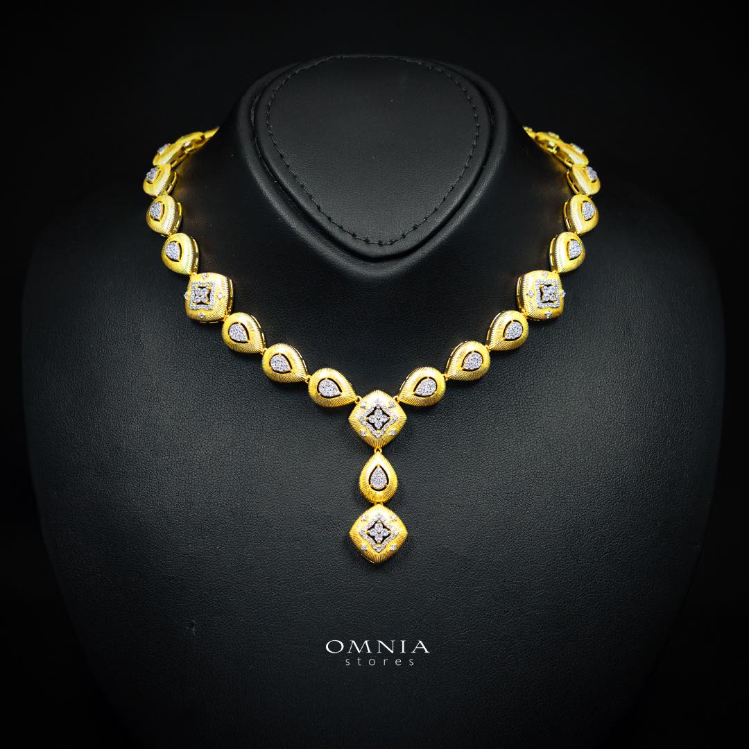 Natalia Gold Plated Luxury Bridal Full Set in 925 Silver High Quality Simulated Diamonds