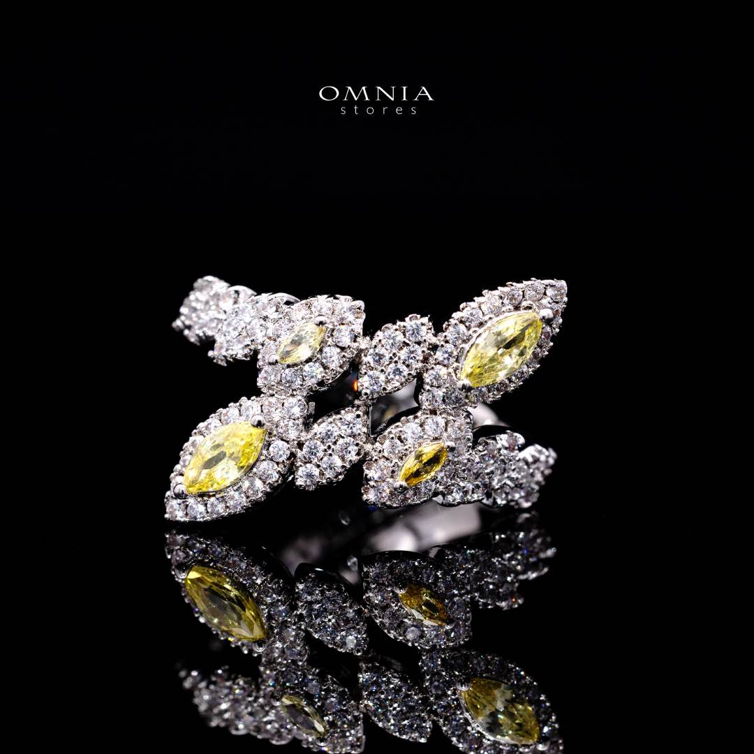 Omnia Nada Yellow Bridal Full Set in High Quality Zircon Stone Rhodium Plated