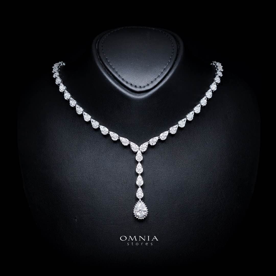 Omnia Radya White Bridal Full Set in High Quality Zircon Stone Rhodium Plated