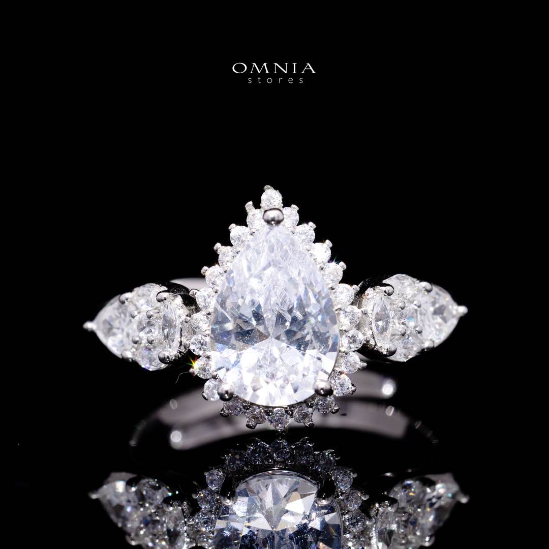 Omnia Radya White Bridal Full Set in High Quality Zircon Stone Rhodium Plated