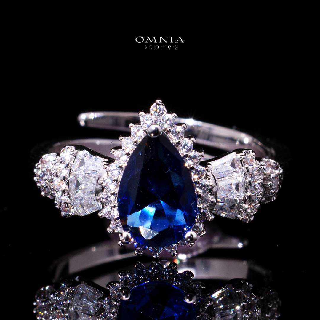 Omnia Ethereal Blue Drop-Down Pear Shape Full Set in High Quality Zircon Stone in Tarnish Resistant Plating
