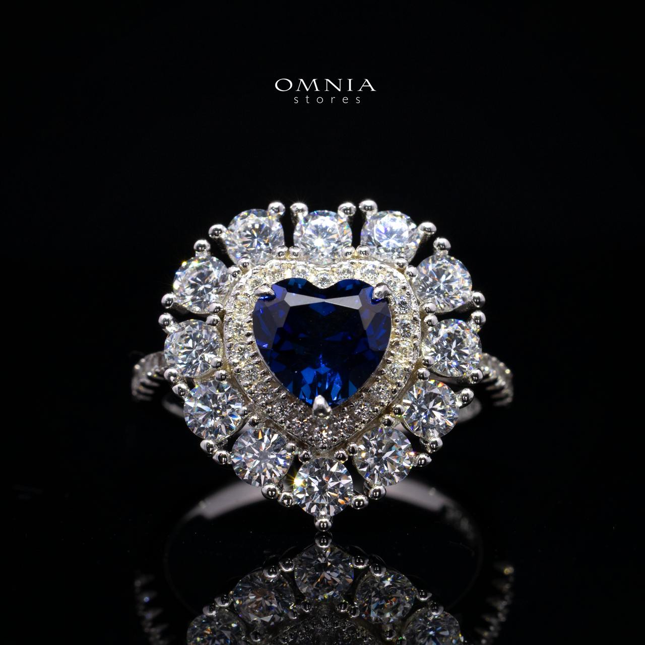 Janiya Blue Lab-Grown Sapphire Ring with GRC Certificate, Heart 6×6mm, in 925 Sterling Silver