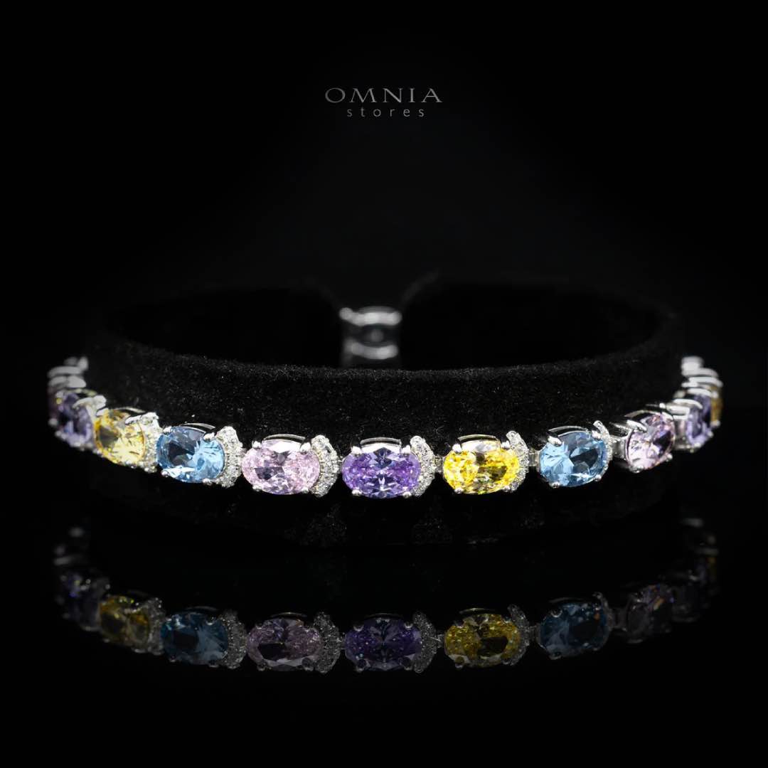 Angela Multicolor Bracelet in 925 Silver with Premium Simulated Diamonds