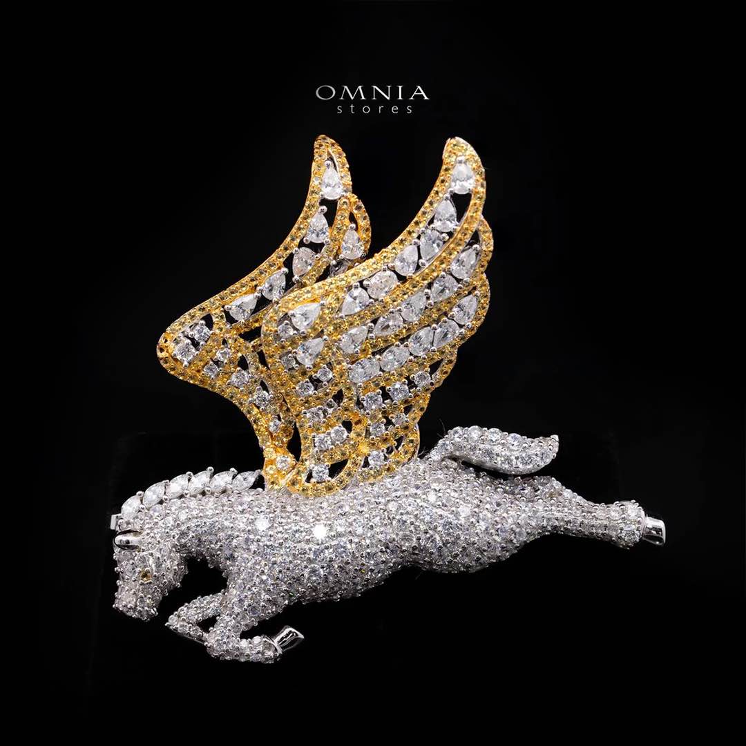 Arisha Pegasus Brooch Premium Simulated Diamonds in 925 Sterling Silver