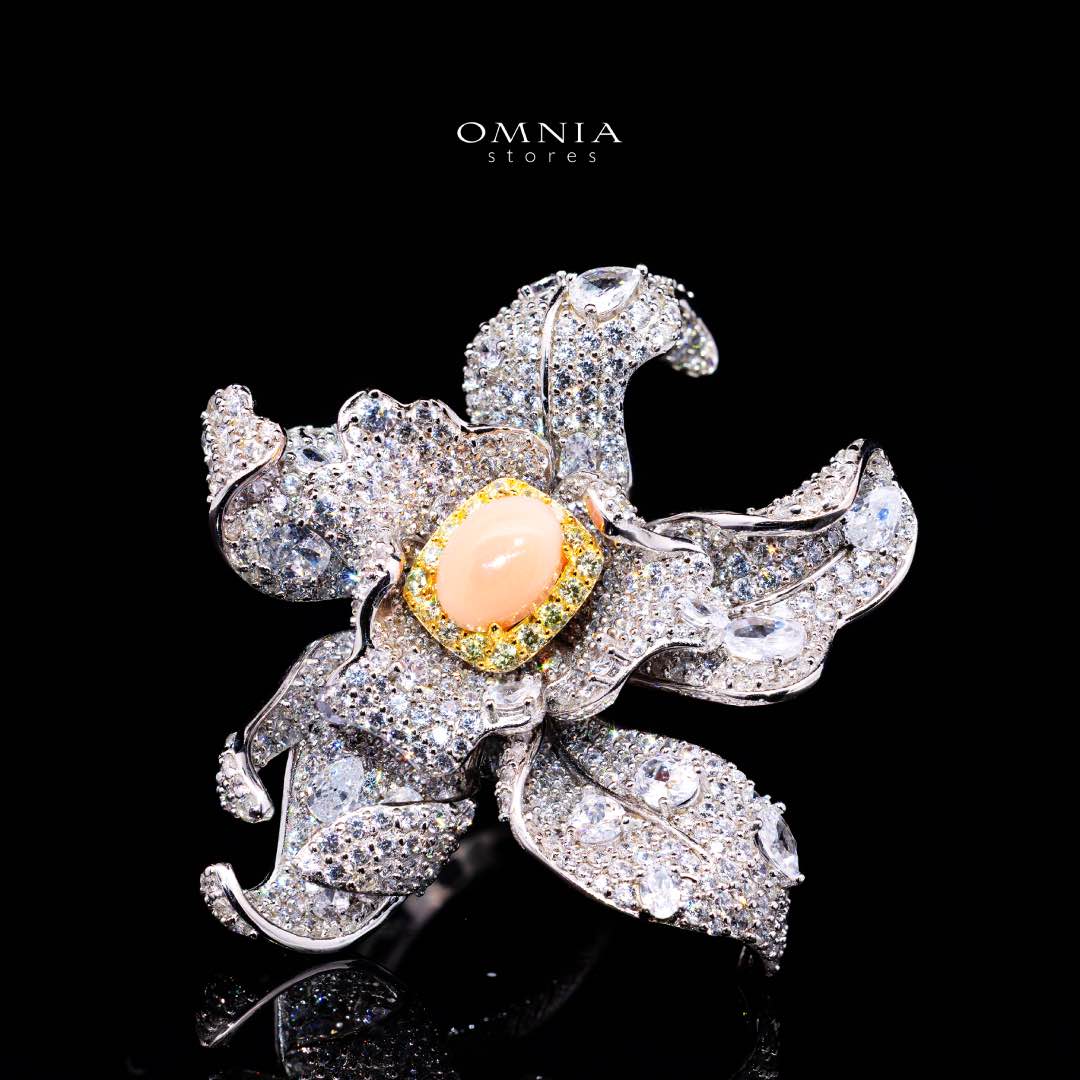 Omnia Aida Ring 92.5 Silver High Quality Simulated diamonds