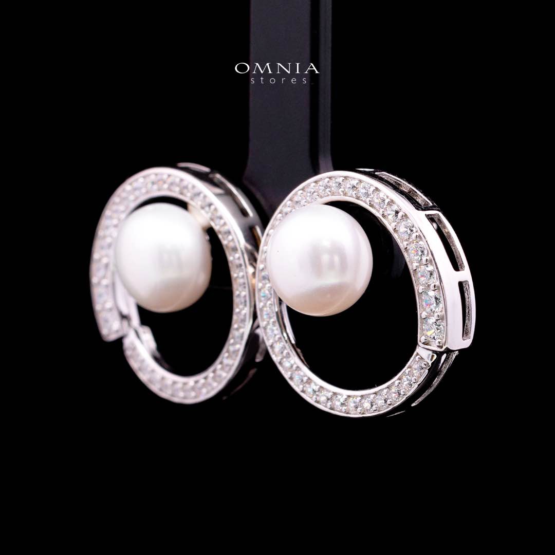 Omnia Afra Fresh Real Water Pearl Earrings 925 Silver High Quality Simulated Diamonds