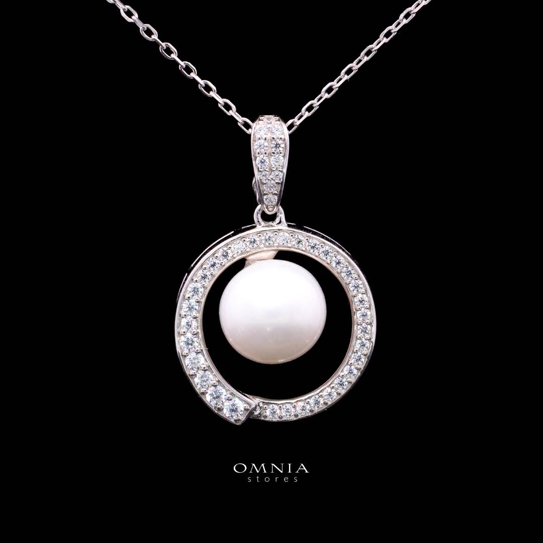 Omnia Afra Fresh Real Water Pearl Pendant Necklace 925 Silver High Quality Simulated diamonds