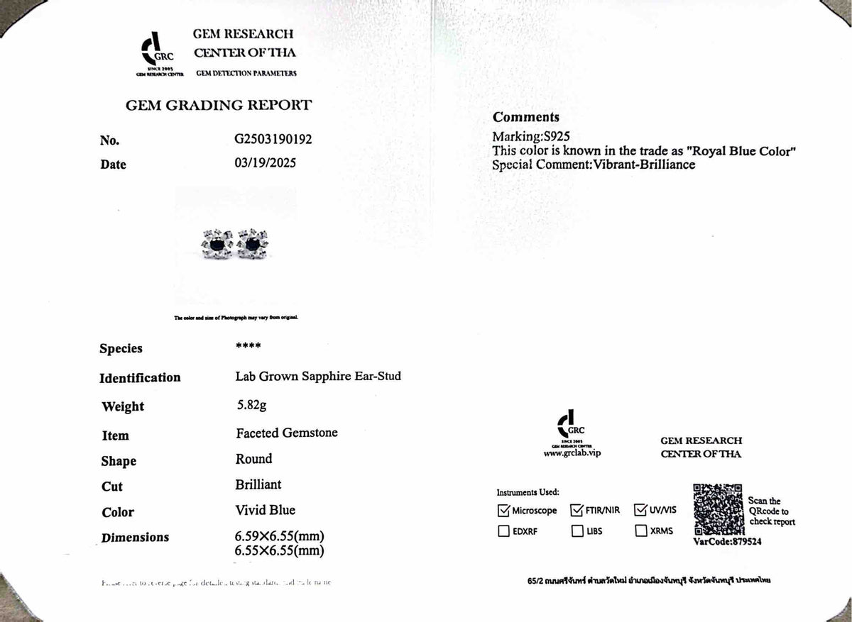 Omnia Jinan Blue Earrings 925 Silver Certified in High Quality Lab Grown Sapphire Stone - OMNIASTORES UAE
