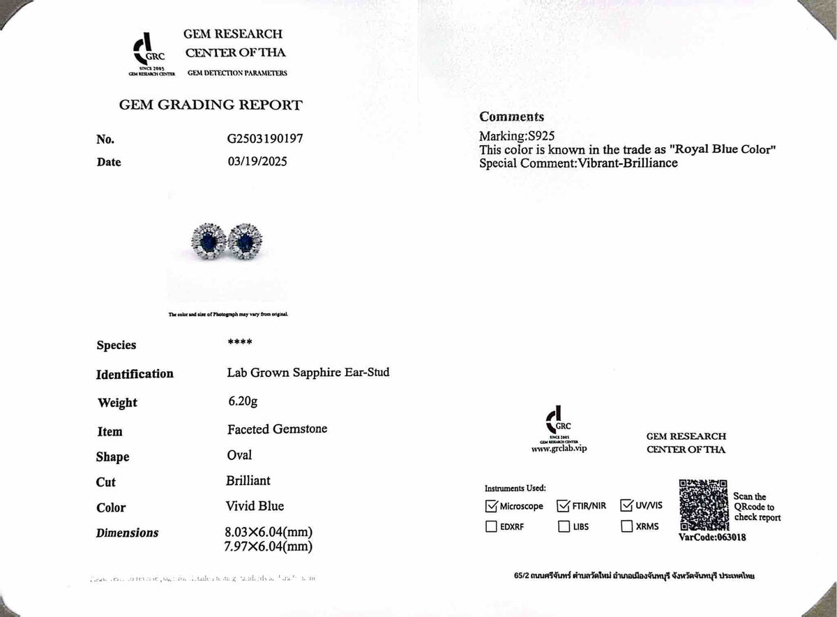 Omnia Jumana Blue Earrings 925 Silver Certified in High Quality Lab Grown Sapphire Stone - OMNIASTORES UAE