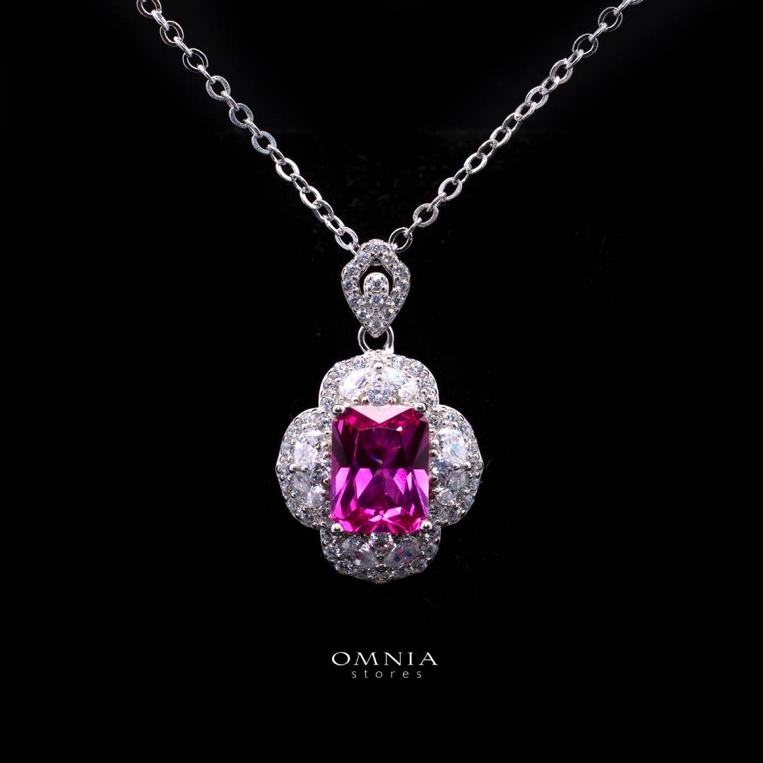 Omnia Raeya Purple Silver Pendant Necklace in 925 Silver with High Quality Simulated Diamonds