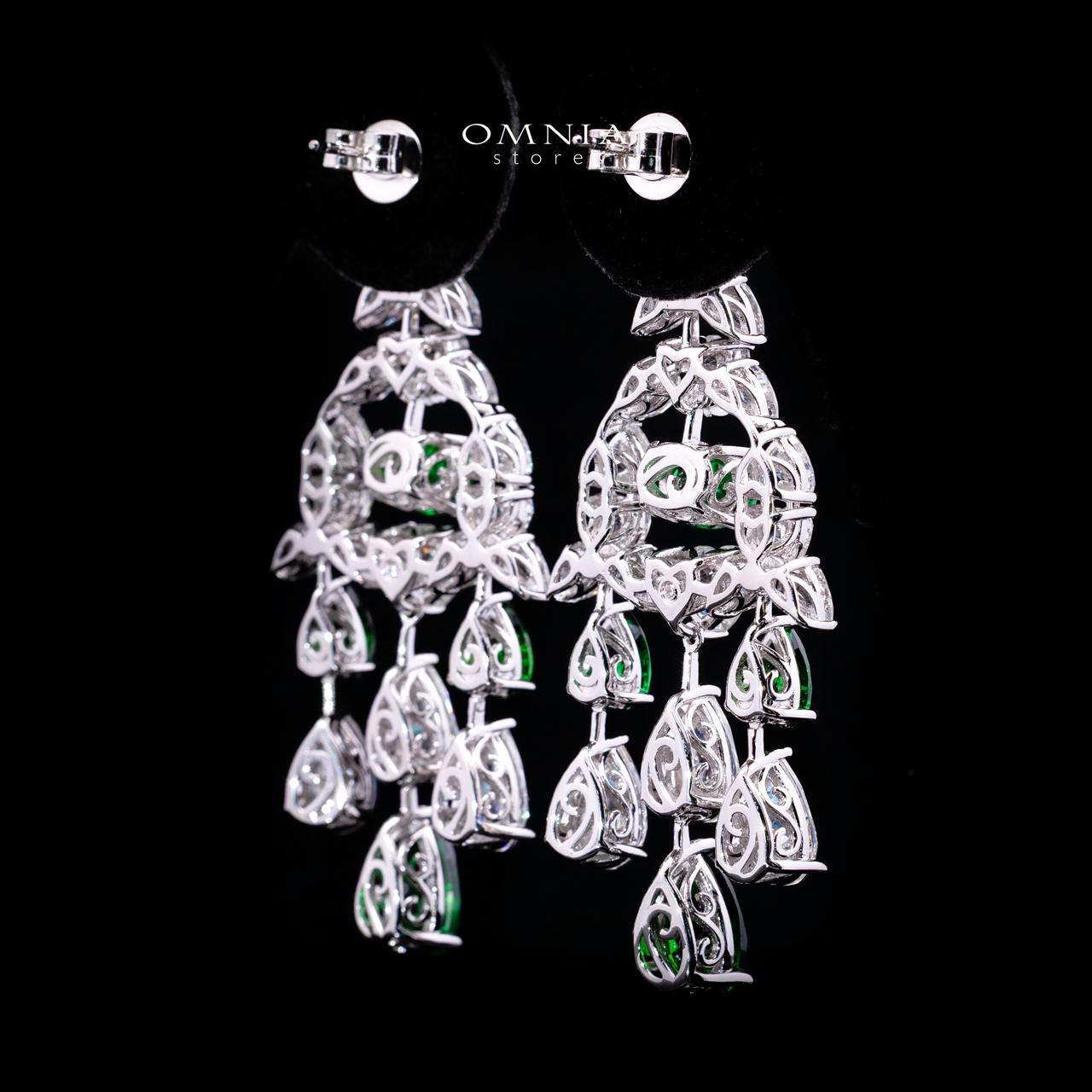 Kinza Green and White Earring with High Premium Signature Stones and Certificate in 925 Silver