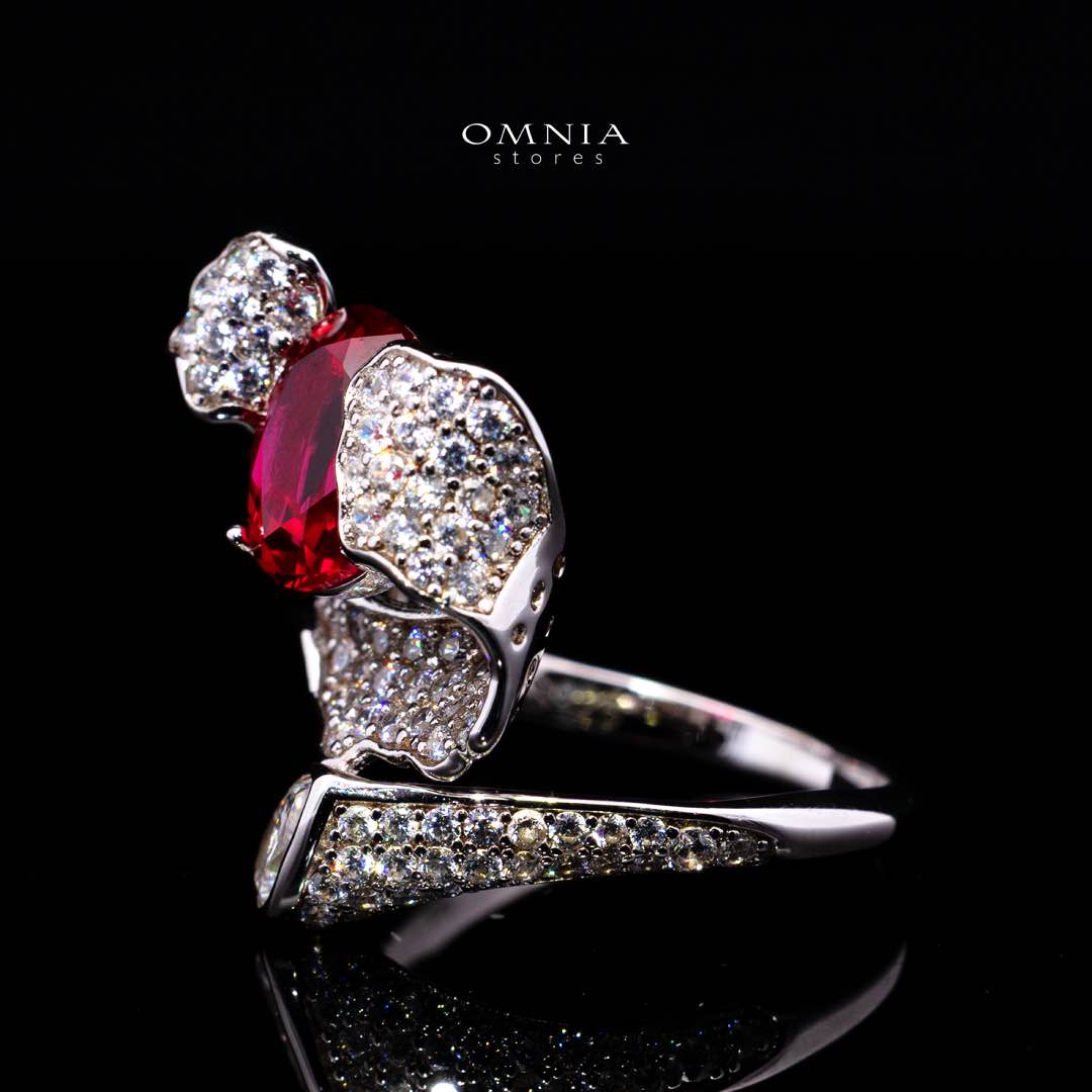 Omnia Jameela Red Ring 925 Silver in High Quality Lab Crafted Ruby Stone