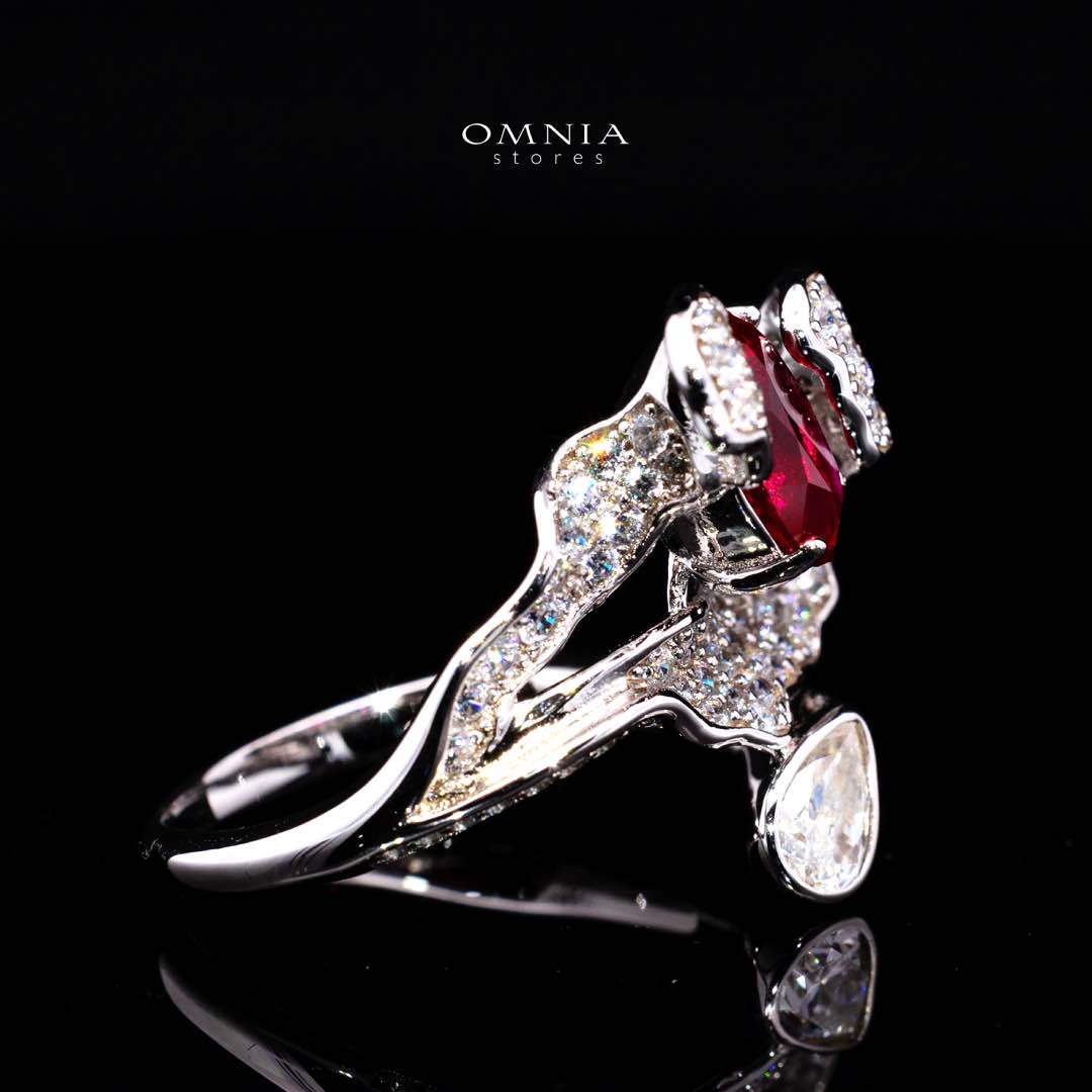Omnia Jameela Red Ring 925 Silver in High Quality Lab Crafted Ruby Stone