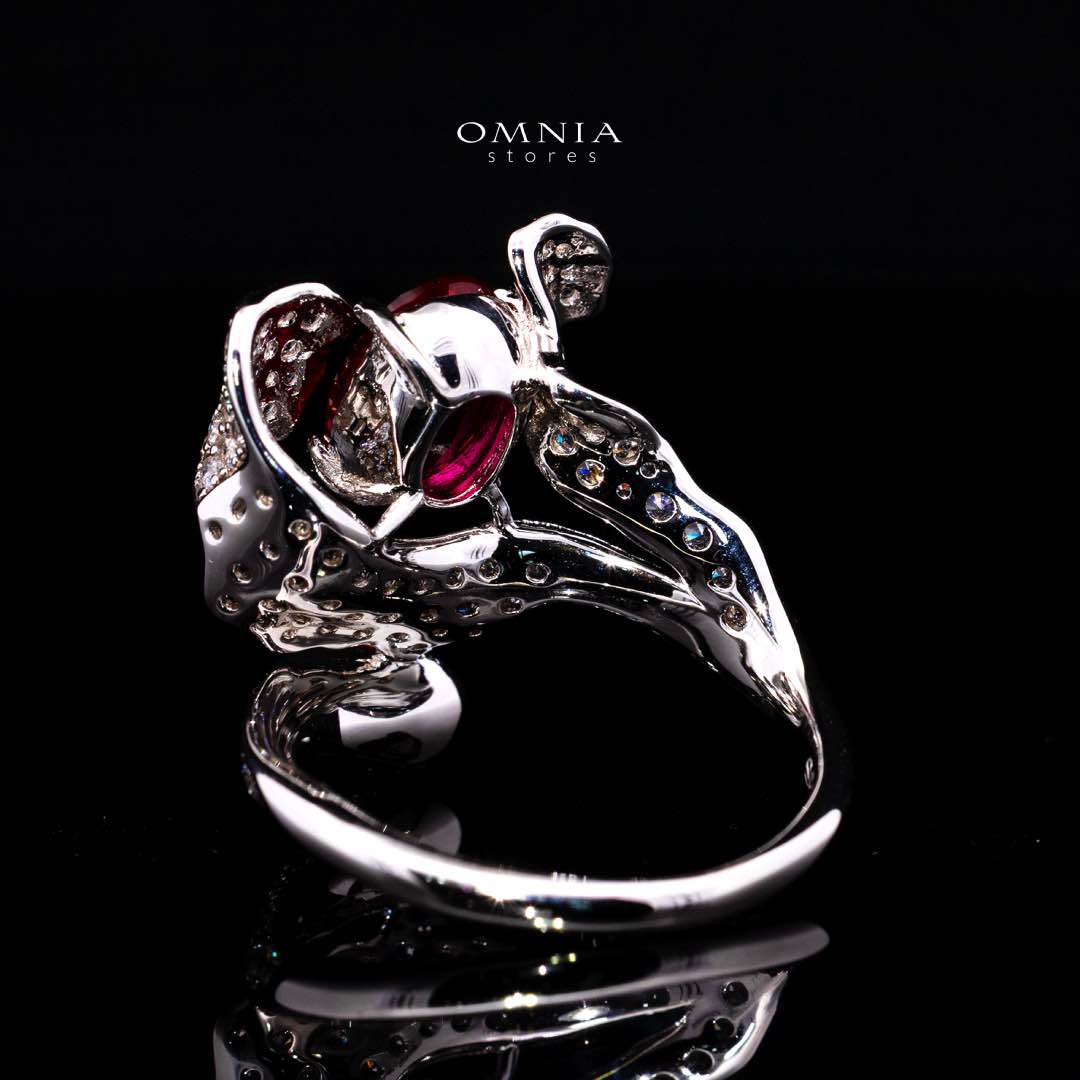 Omnia Jameela Red Ring 925 Silver in High Quality Lab Crafted Ruby Stone