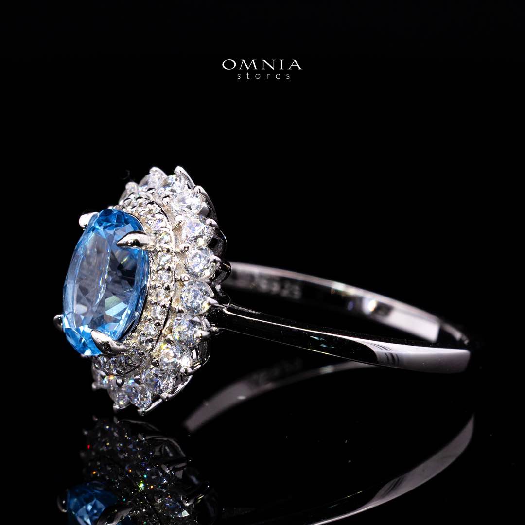 Mena Lab Grown Synthetic Spinel Sky Blue Stones With GRC Certified Ring in 925 Silver
