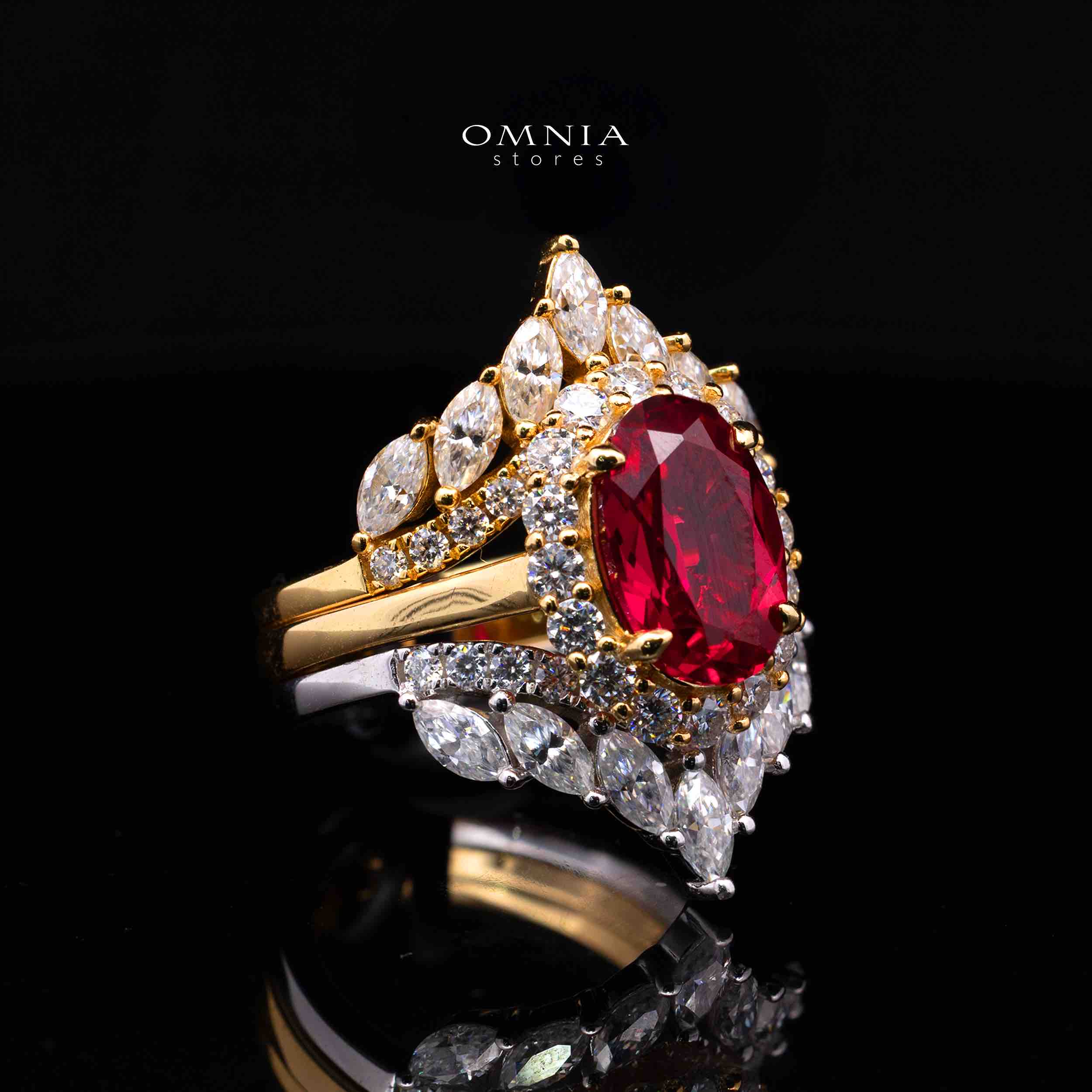 Vittoria Lab-Grown Ruby Moissanite Ring with GRC Certificate – Oval 8x12mm, 925 Sterling Silver