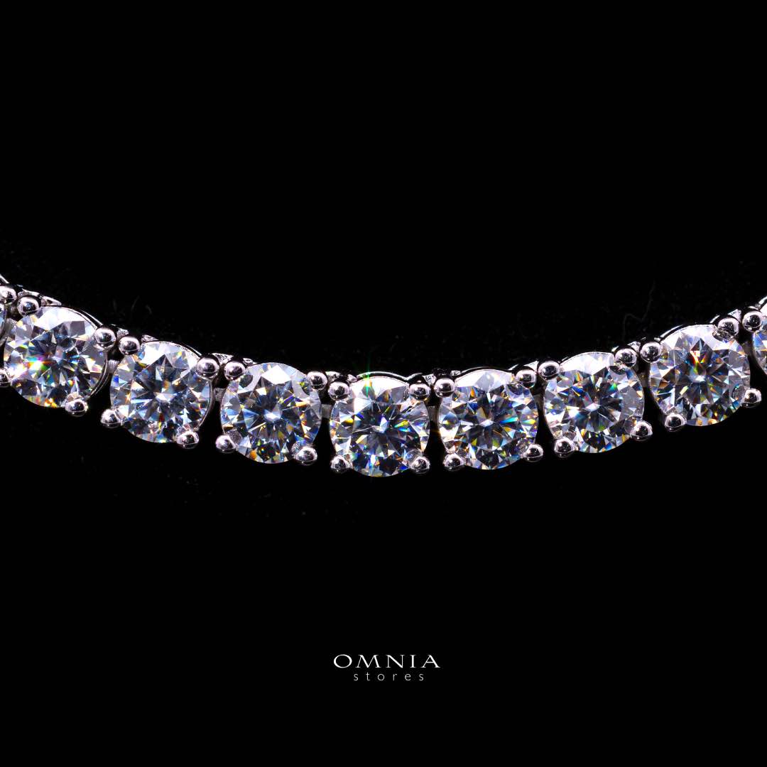Evania White 4mm Tennis Necklace with GRA Certificate, High-Quality Premium Moissanite, and Rhodium Plating in 925 Sterling Silver