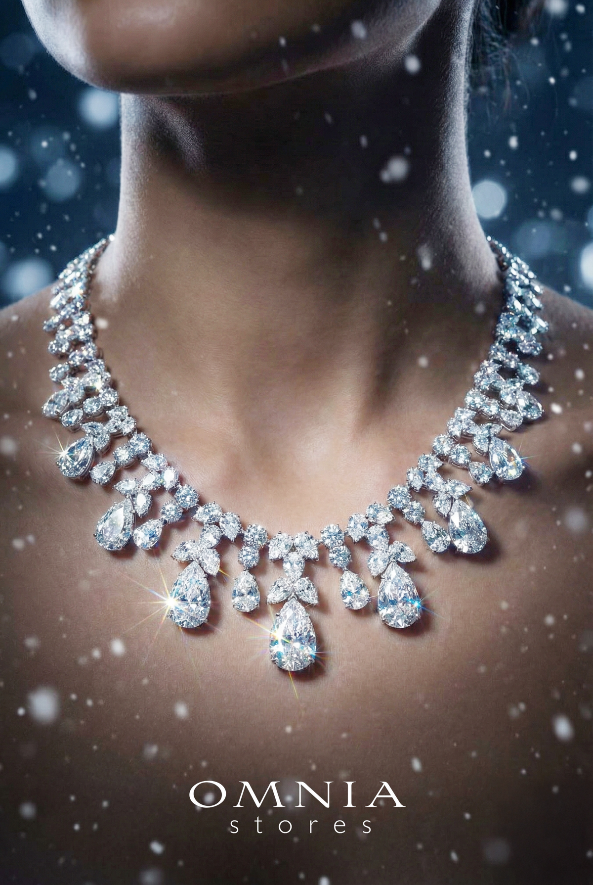 Omnia Taleen Silver White Necklace In 925 Silver With High Quality Lab Crafted Stones - OMNIASTORES UAE
