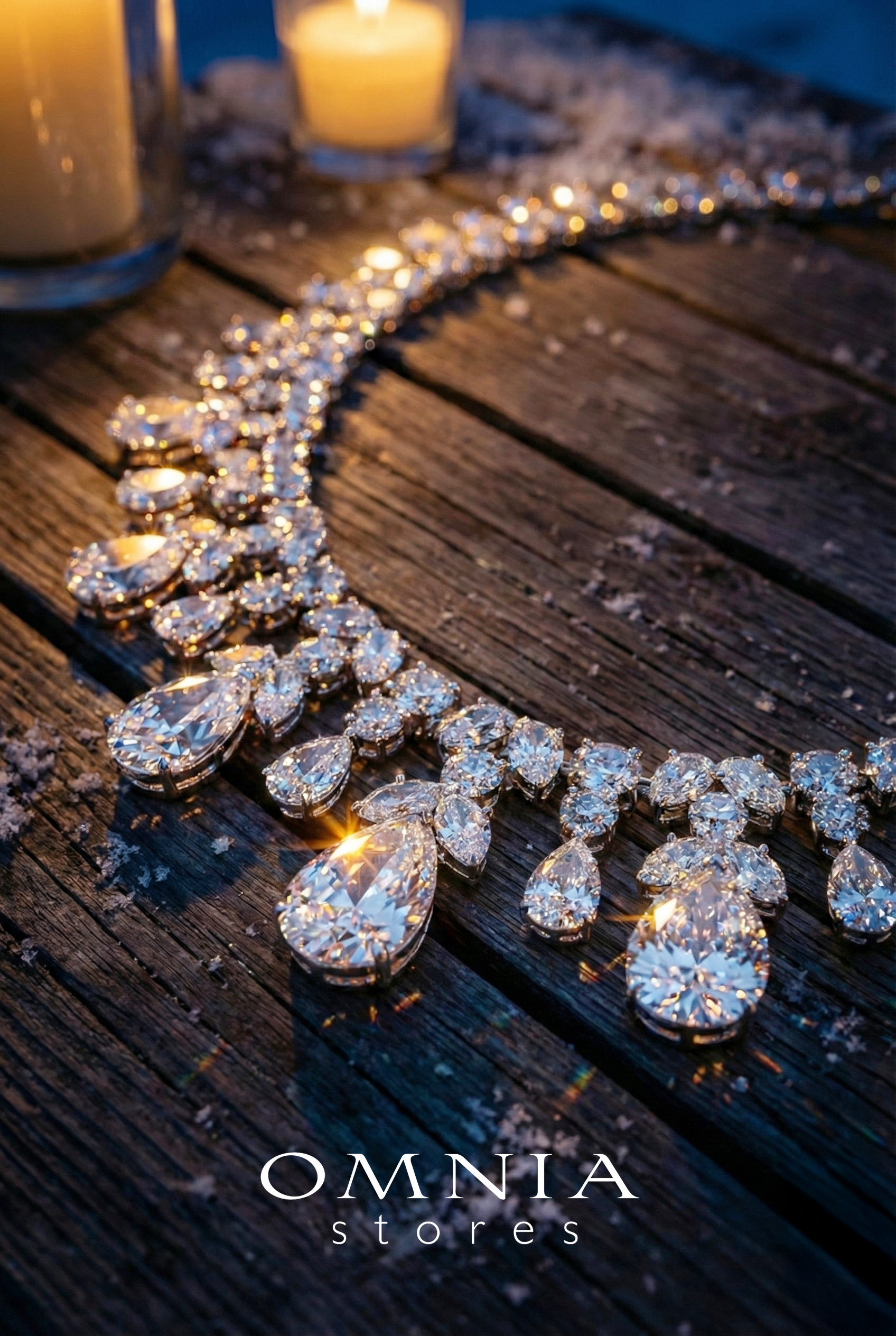 Omnia Taleen Silver White Necklace In 925 Silver With High Quality Lab Crafted Stones - OMNIASTORES UAE