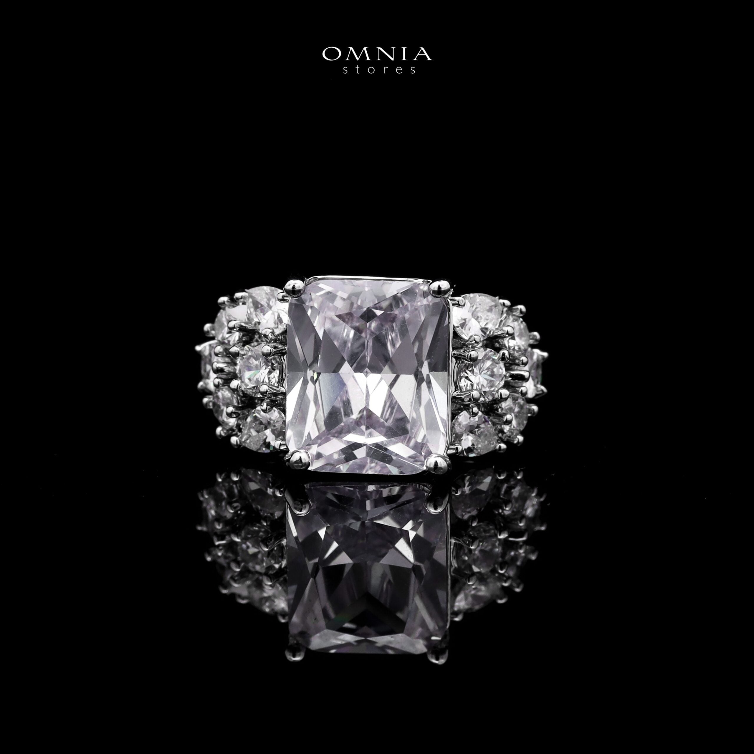 Omnia Charlene White Luxury Bridal Full Set with Radiant and Pear-Cut High-Quality Iced Cut Stones Rhodium Plated