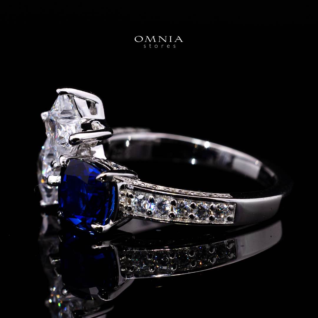 Omnia Rashida Star Blue Silver Ring In 925 Silver High Quality Certified Lab Crafted Stones