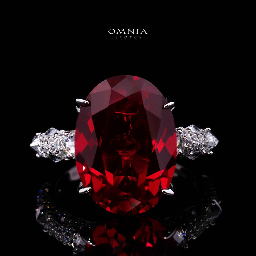 Omnia Hidaya Red Silver Ring In 925 Silver High Quality Certified Lab Crafted Stones