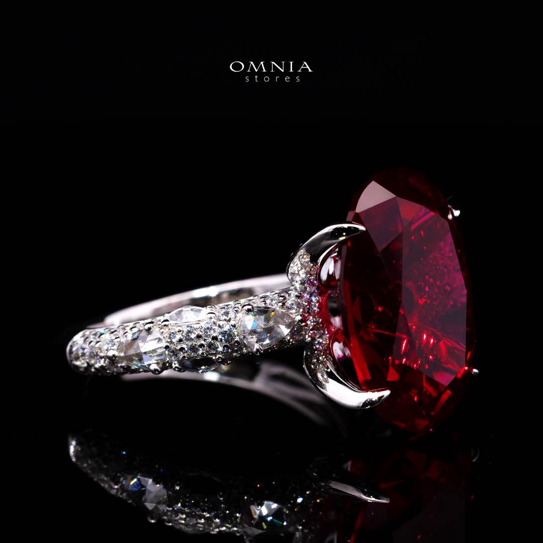 Omnia Hidaya Red Silver Ring In 925 Silver High Quality Certified Lab Crafted Stones